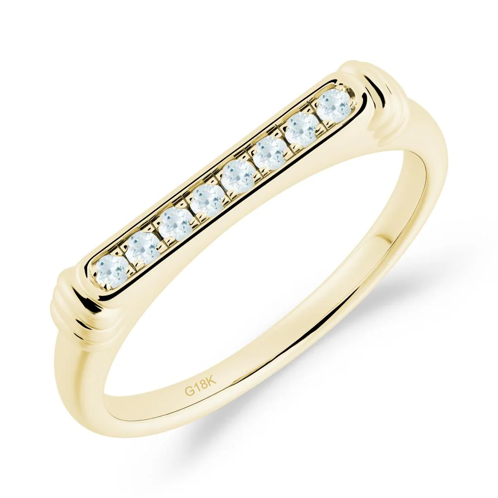 Pave Aquamarine Bar Setting Ring - Image 8