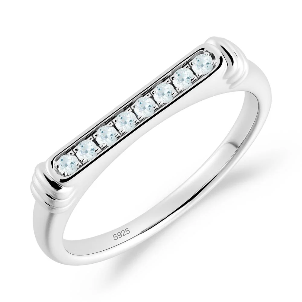 Pave Aquamarine Bar Setting Ring - Image 9