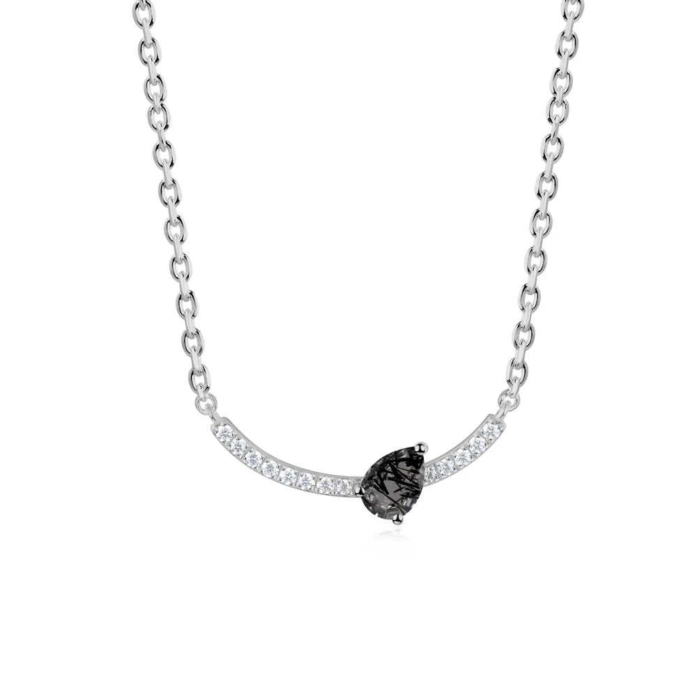 Pave Curve Black Rutilated Quartz Necklace - Image 6