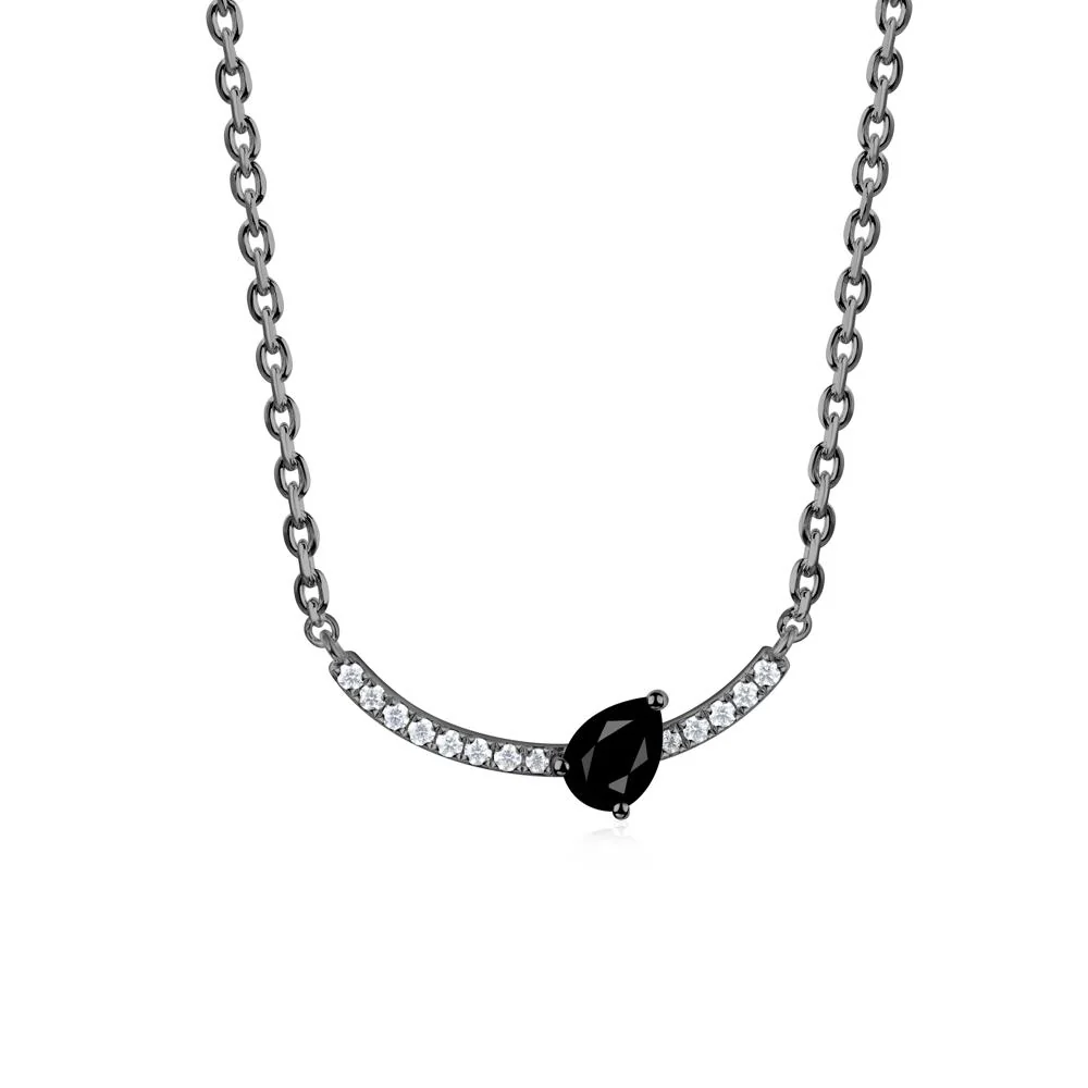 Pave Curve Black Spinel Necklace - Image 2