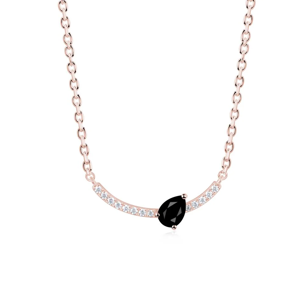 Pave Curve Black Spinel Necklace - Image 6