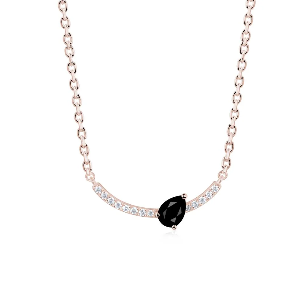 Pave Curve Black Spinel Necklace - Image 8