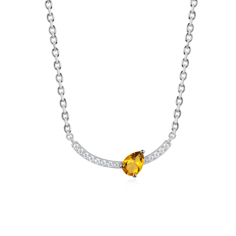 Pave Curve Citrine Necklace - Image 4