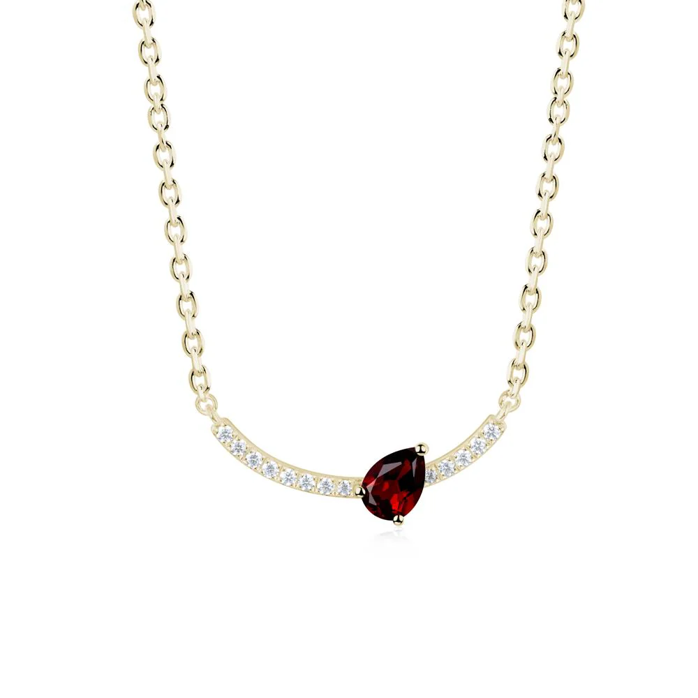 Pave Curve Garnet Necklace