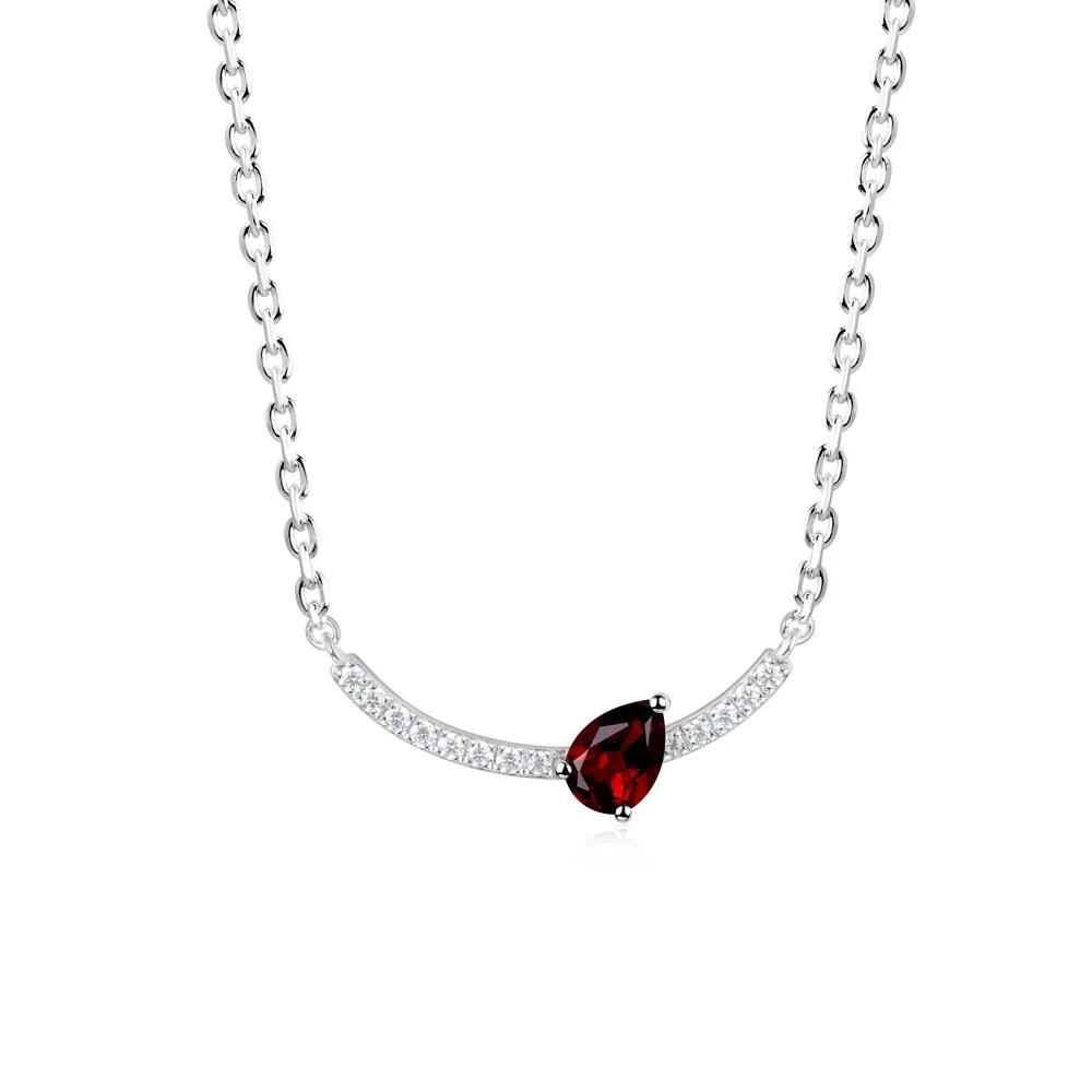 Pave Curve Garnet Necklace - Image 2