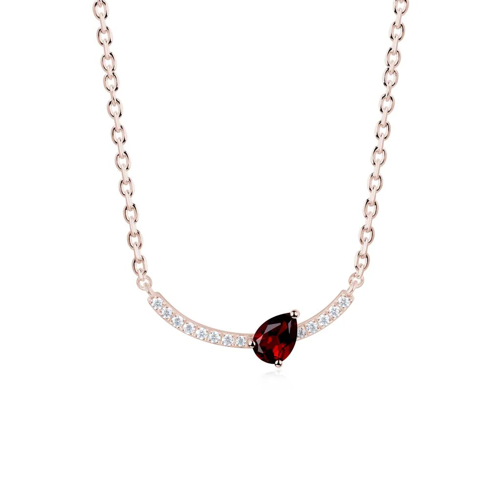 Pave Curve Garnet Necklace - Image 4