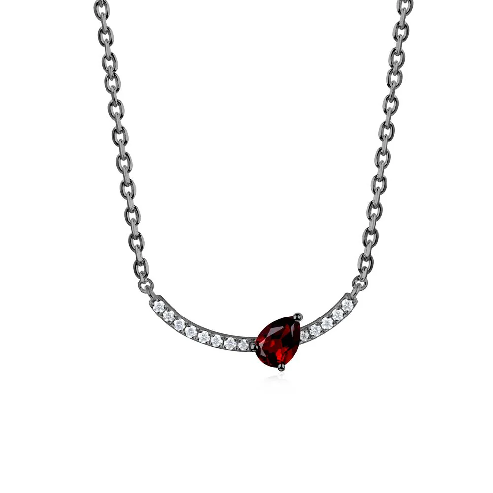 Pave Curve Garnet Necklace - Image 6