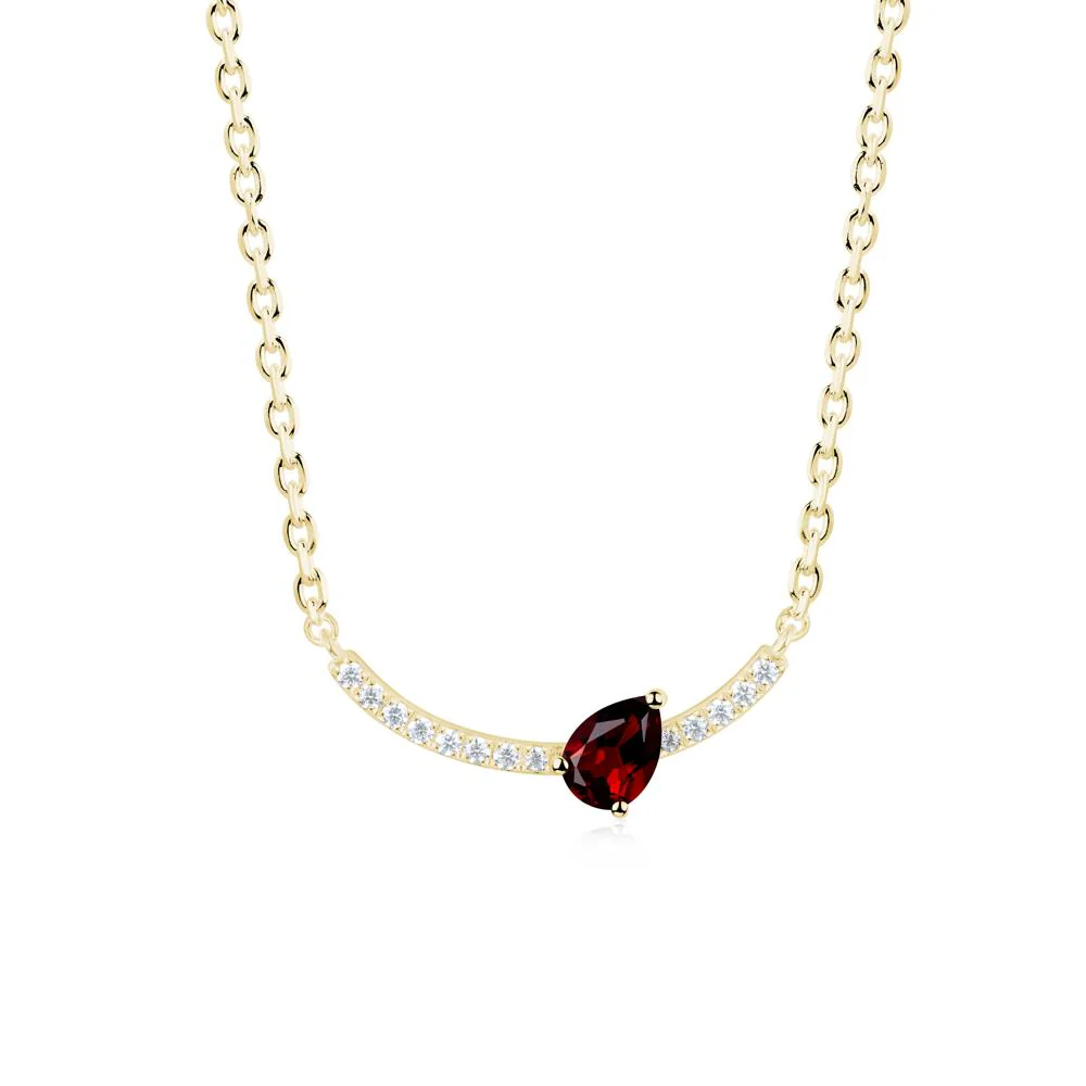 Pave Curve Garnet Necklace - Image 7