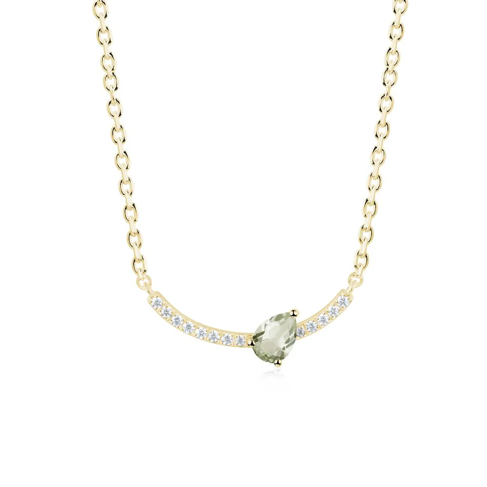 Pave Curve Green Amethyst Necklace - Image 3