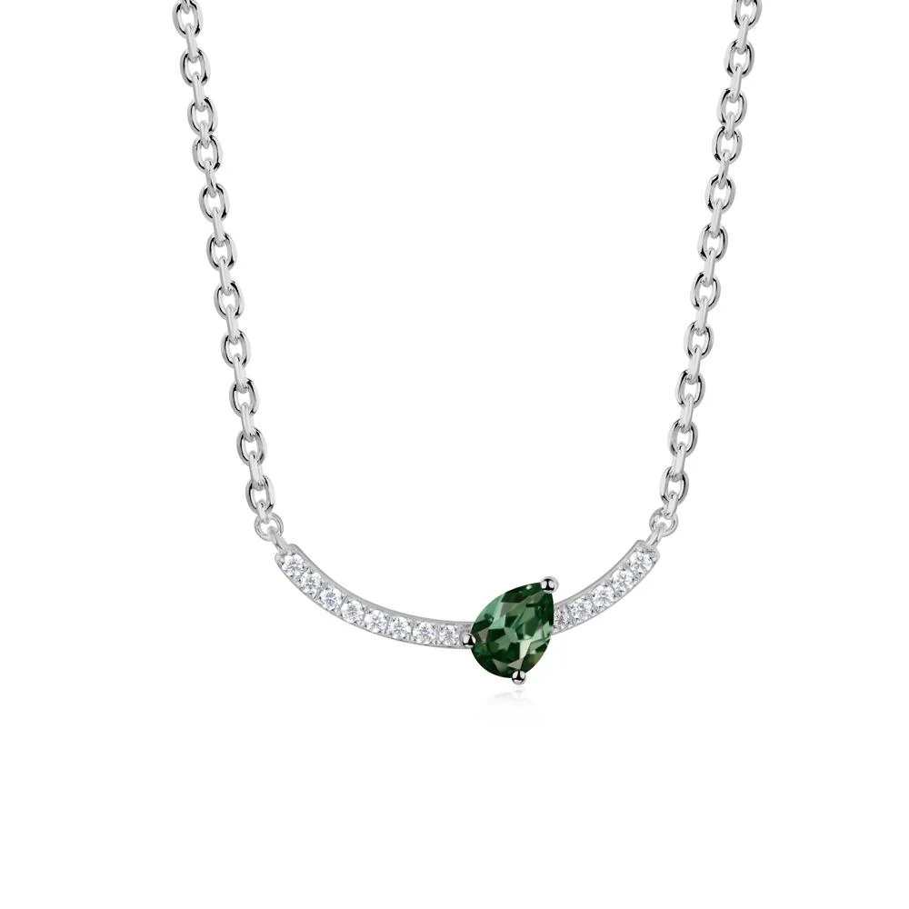 Pave Curve Green Sapphire Necklace - Image 4