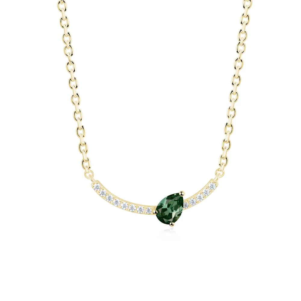 Pave Curve Green Sapphire Necklace - Image 5