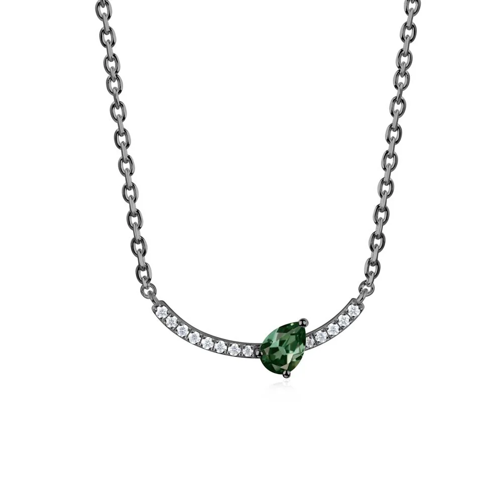 Pave Curve Green Sapphire Necklace - Image 7