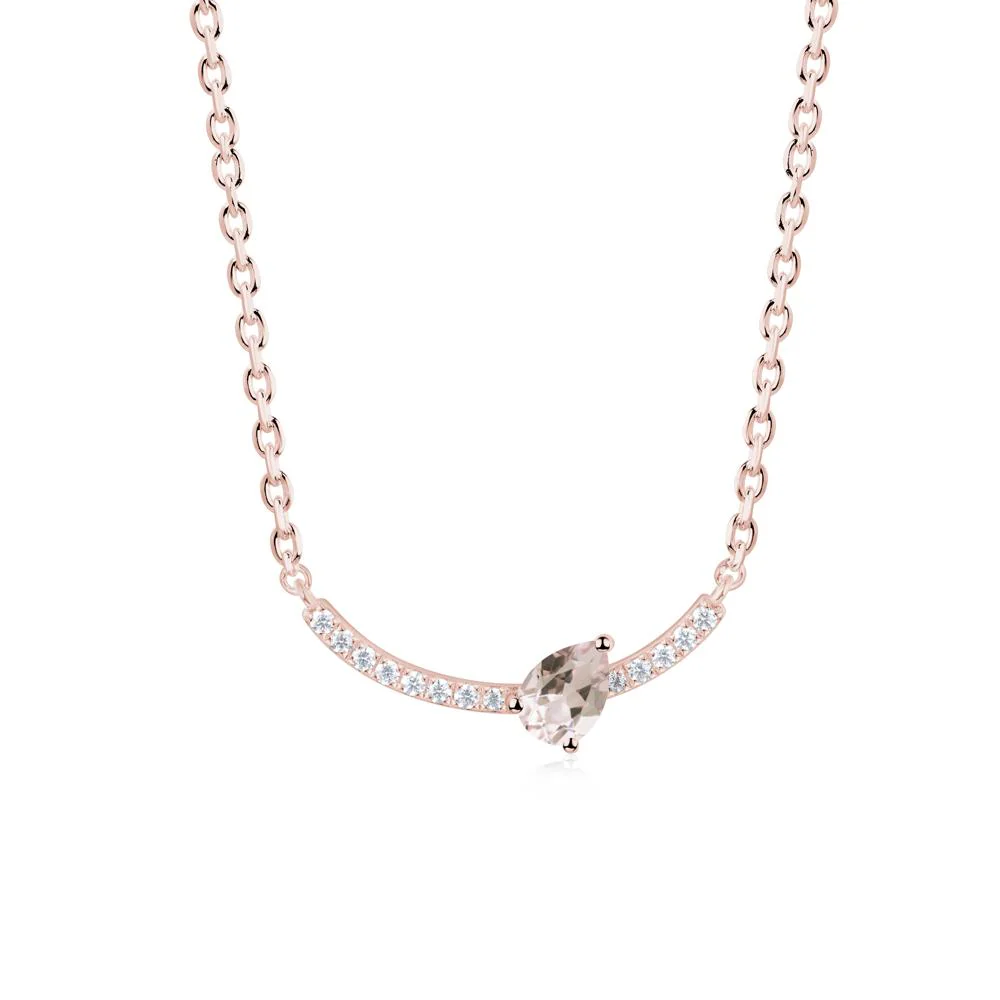Pave Curve Morganite Necklace - Image 2