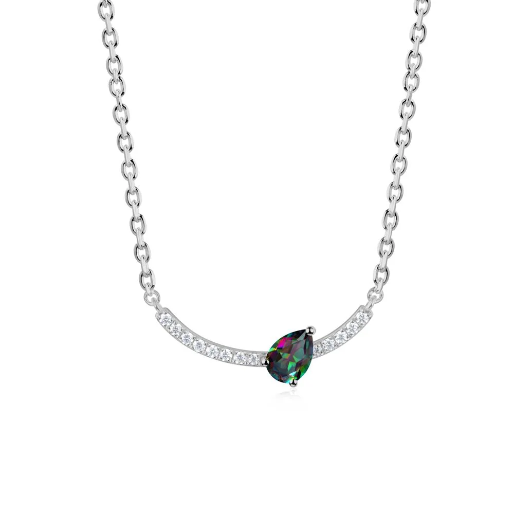 Pave Curve Mystic Topaz Necklace - Image 2