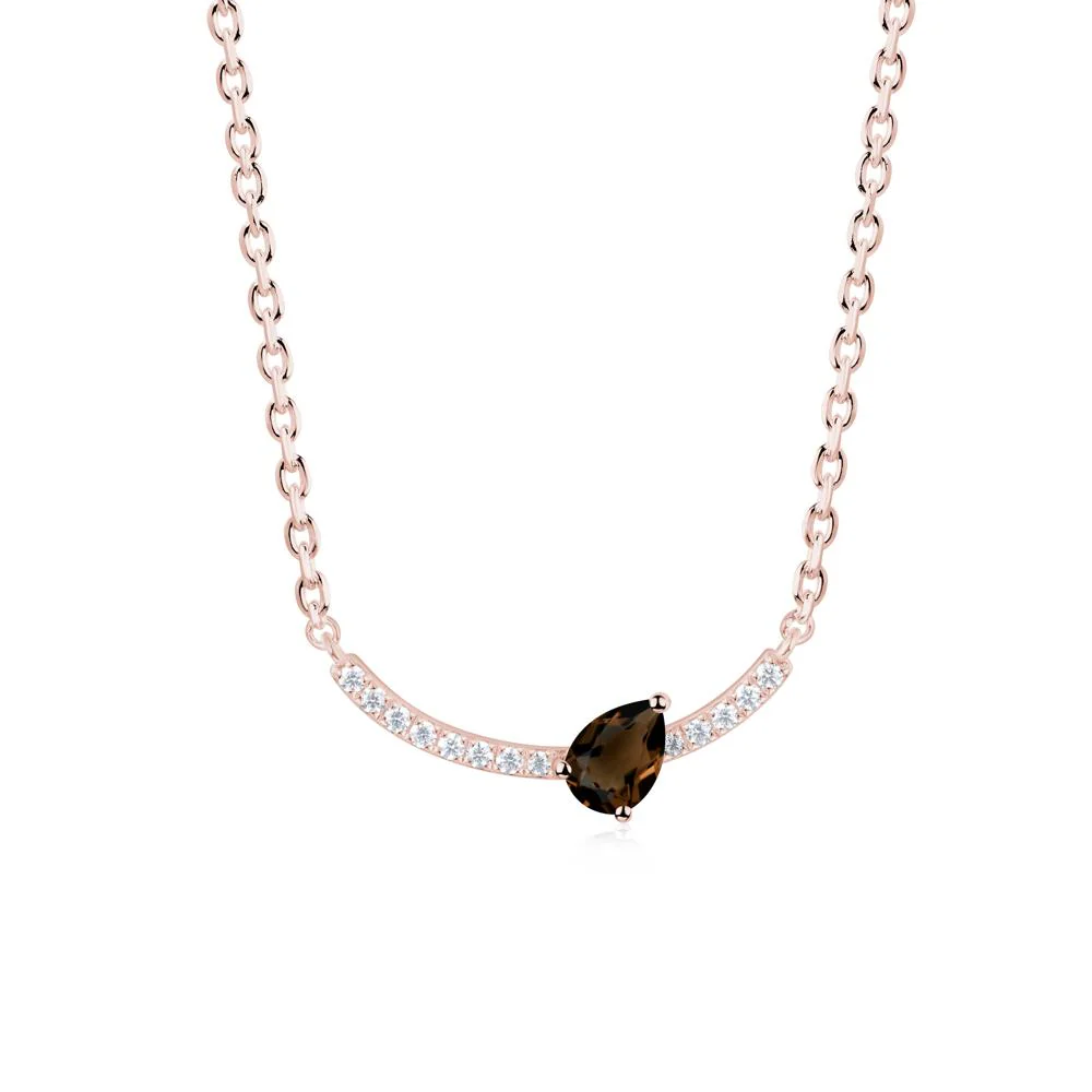 Pave Curve Smoky Quartz Necklace - Image 2