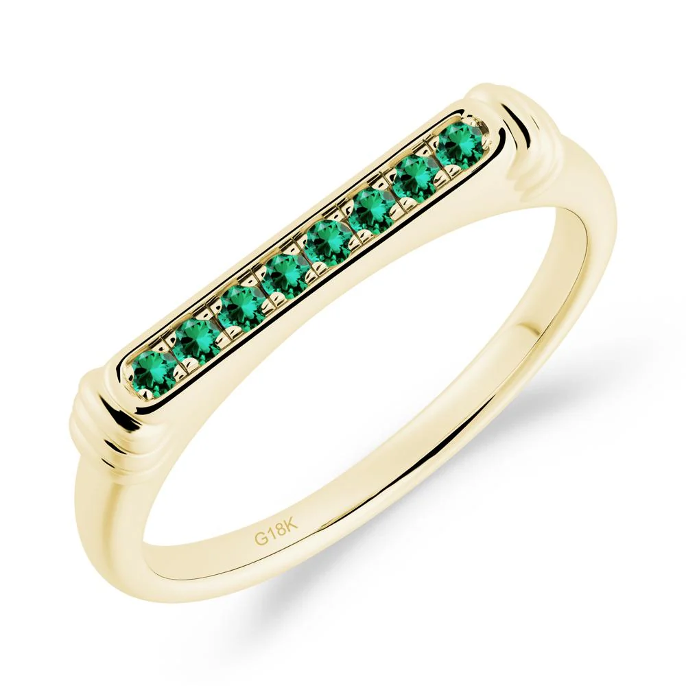 Pave Emerald Bar Setting Ring - Image 3