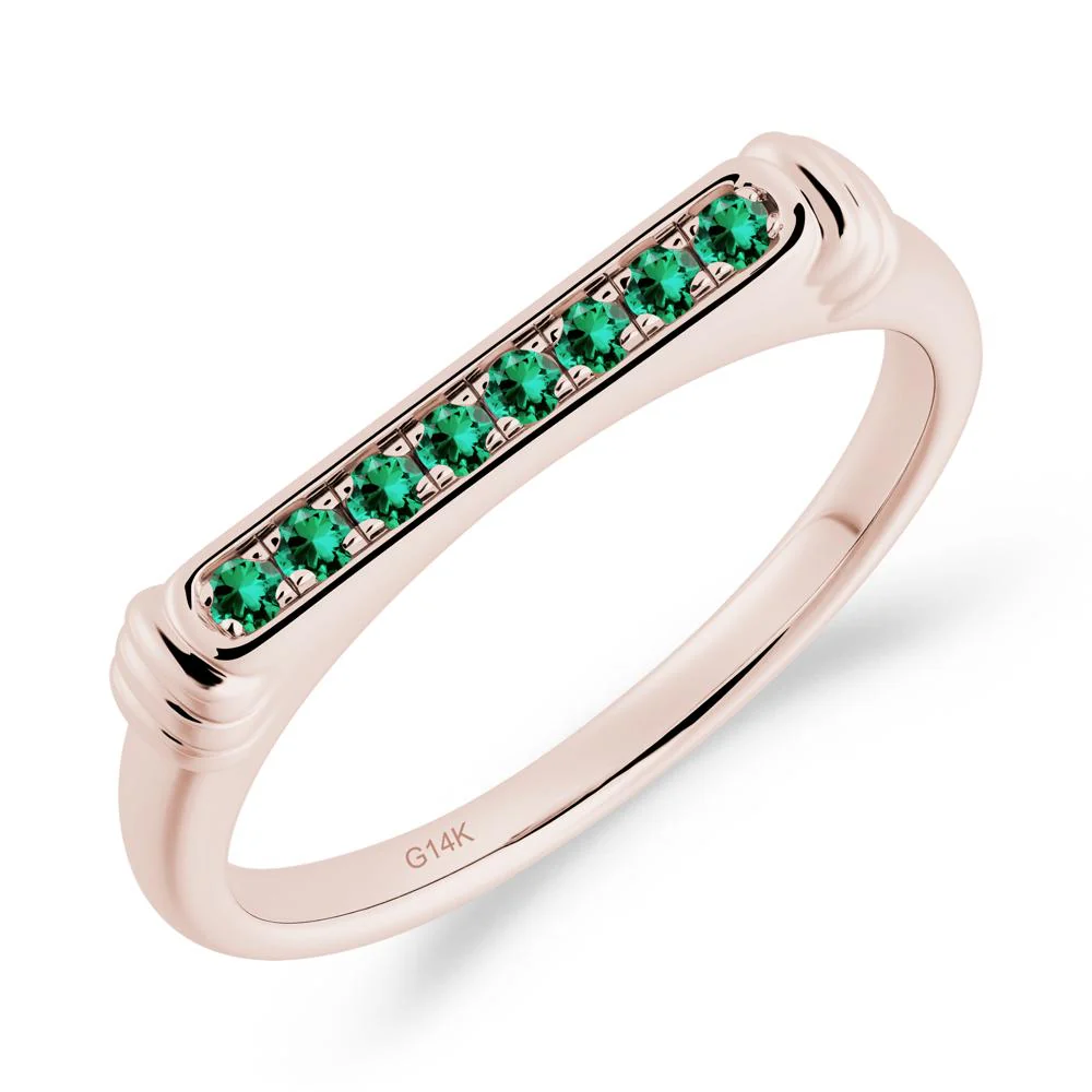 Pave Emerald Bar Setting Ring - Image 5