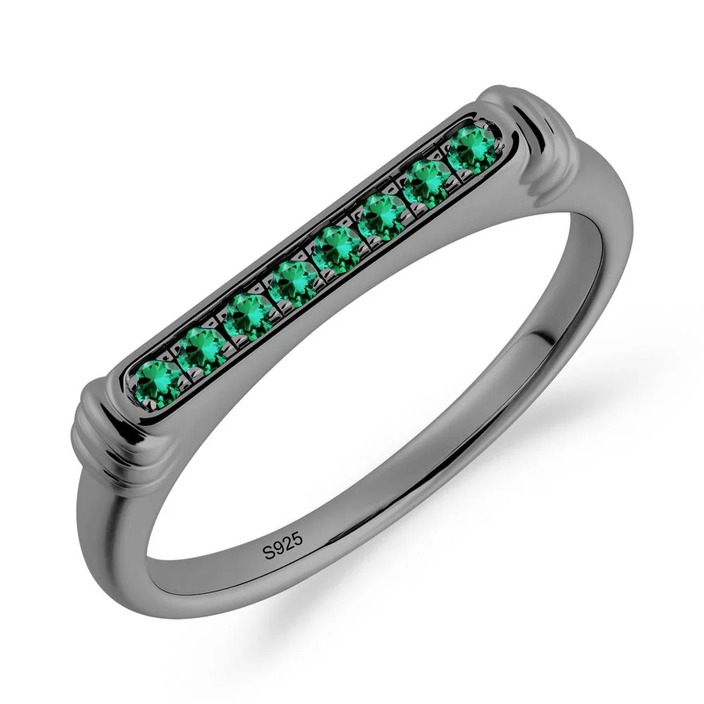 Pave Emerald Bar Setting Ring - Image 6