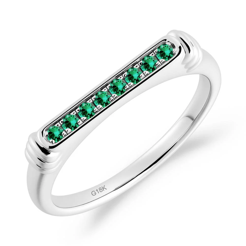 Pave Emerald Bar Setting Ring - Image 7