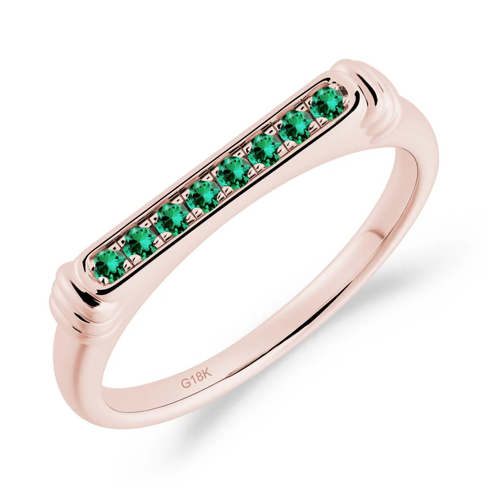 Pave Emerald Bar Setting Ring - Image 8