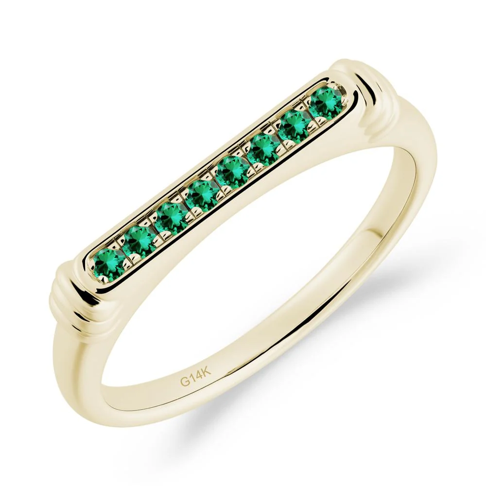 Pave Emerald Bar Setting Ring - Image 9