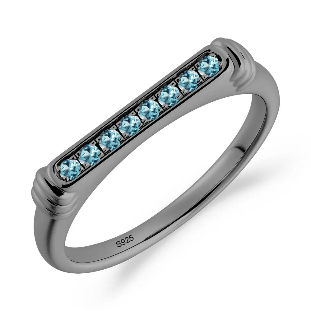 Pave London Blue Topaz Bar Setting Ring - Image 3