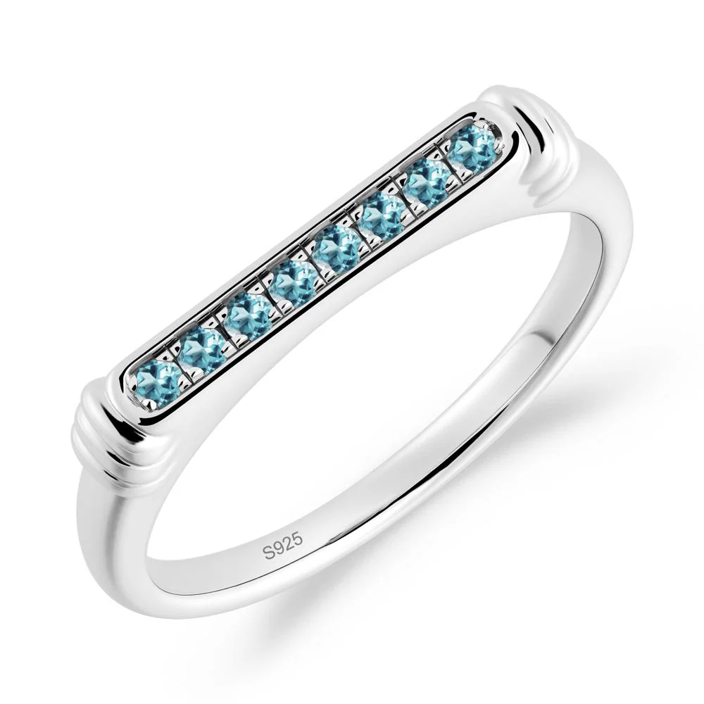 Pave London Blue Topaz Bar Setting Ring - Image 5