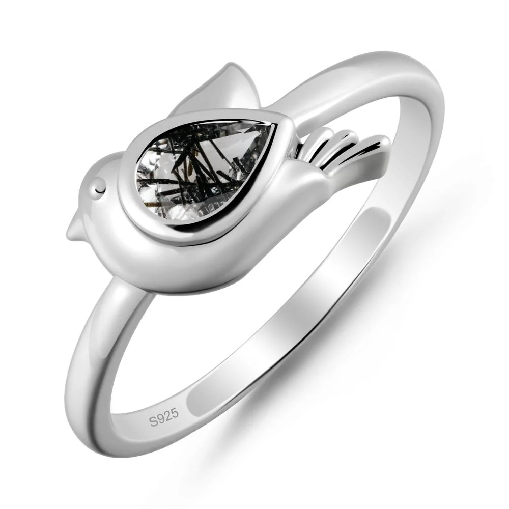 Peace Dove Black Rutilated Quartz Ring - Image 9