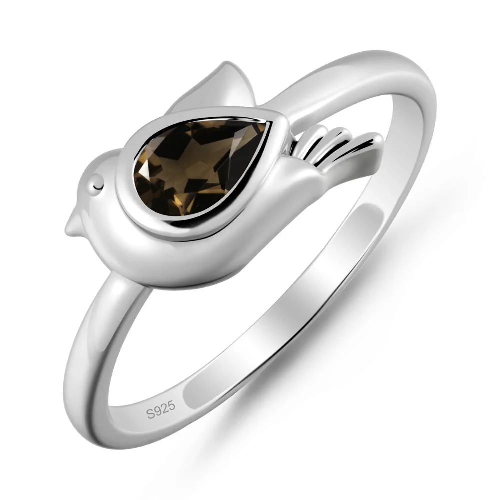 Peace Dove Smoky Quartz Ring - Image 9