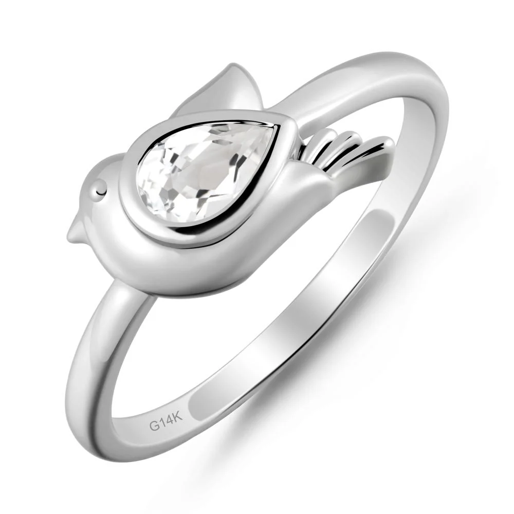 Peace Dove White Topaz Ring - Image 3