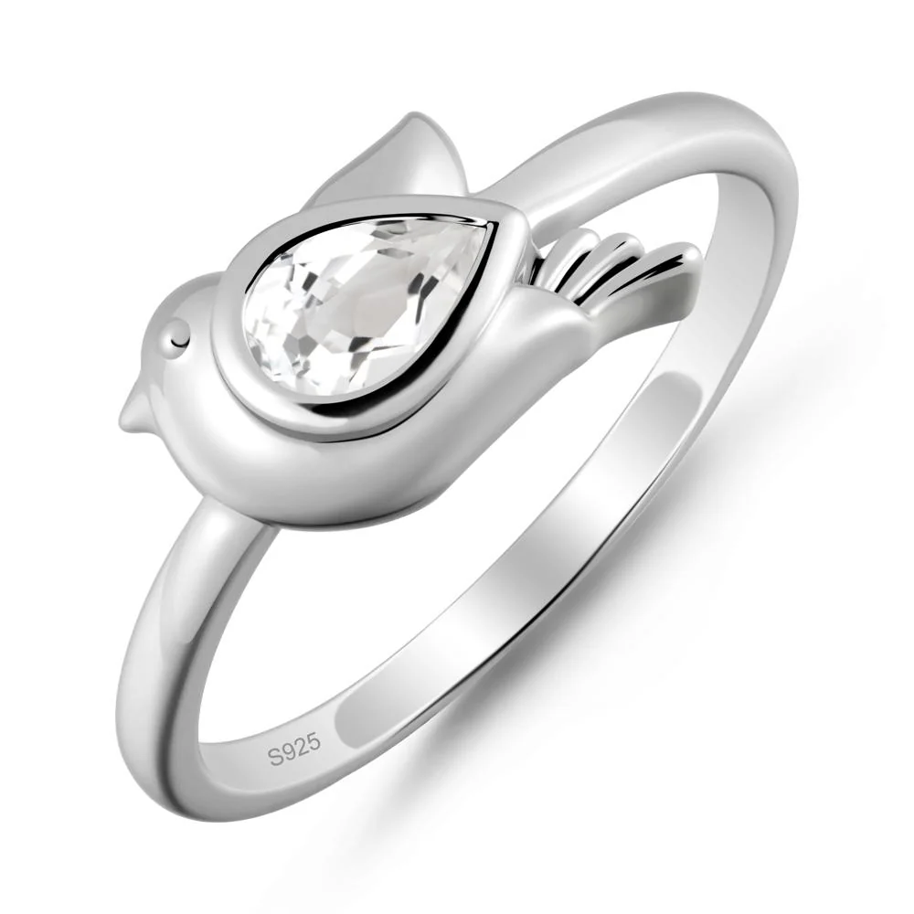 Peace Dove White Topaz Ring - Image 9