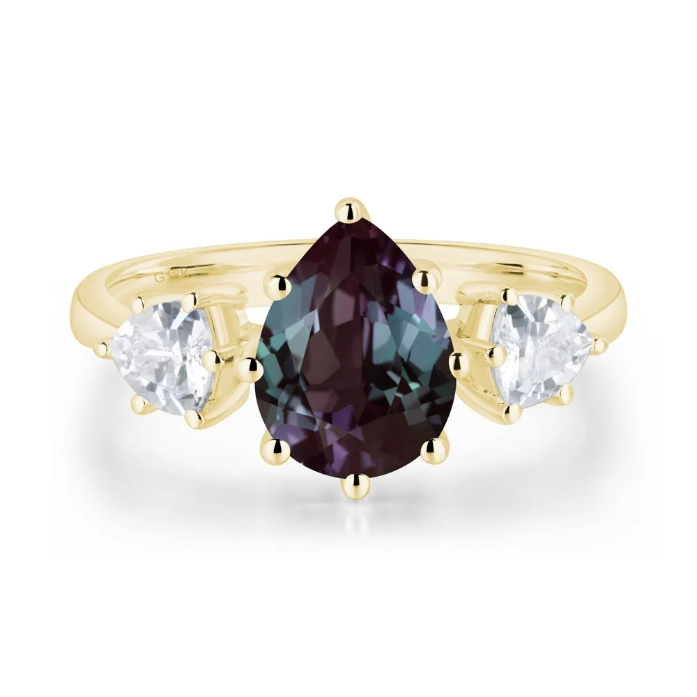Pear Alexandrite Ring with Trillion Side Stone - Image 7