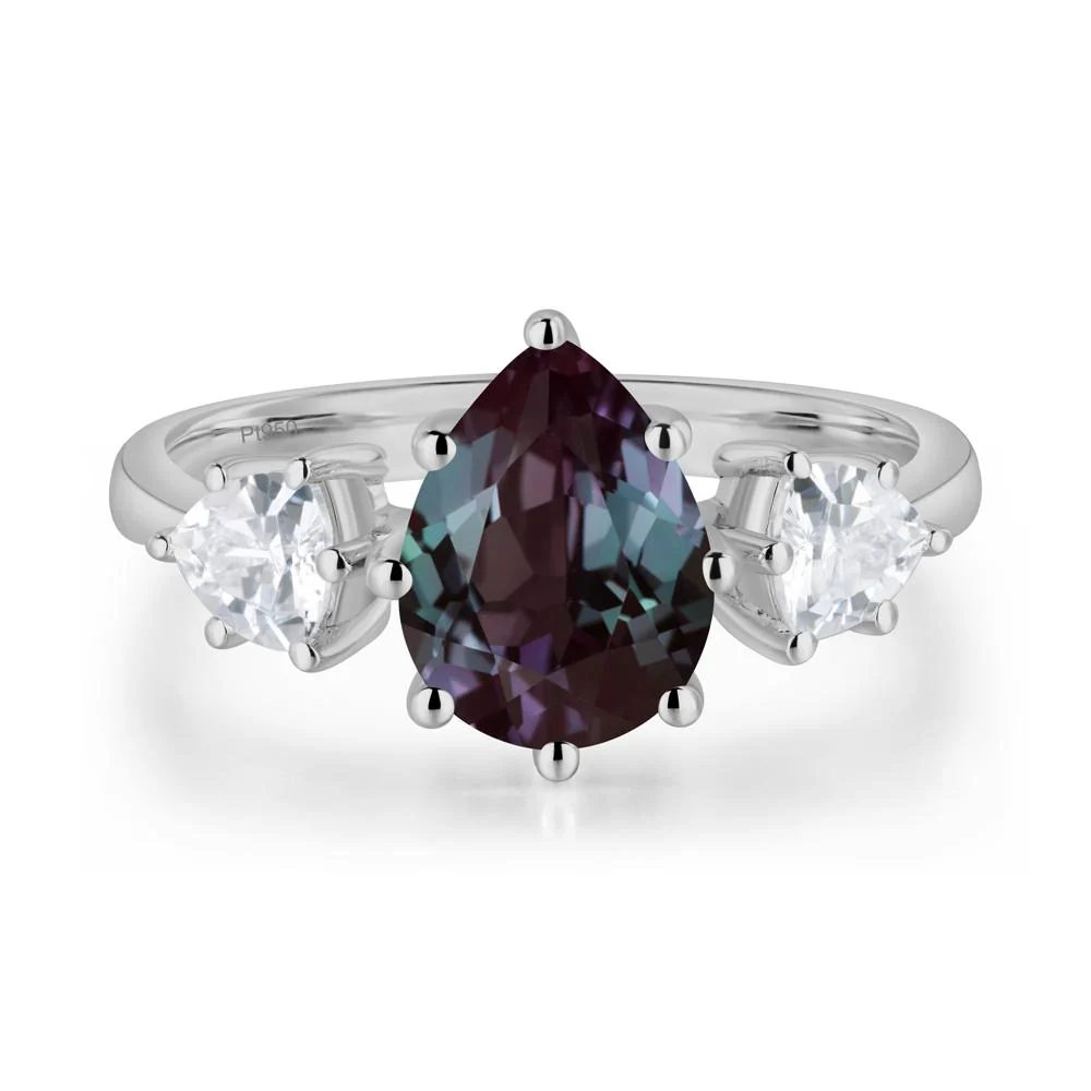 Pear Alexandrite Ring with Trillion Side Stone - Image 9