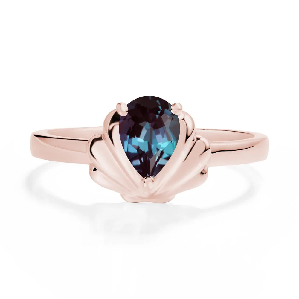 Pear Alexandrite Shell Engagement Ring - Image 4