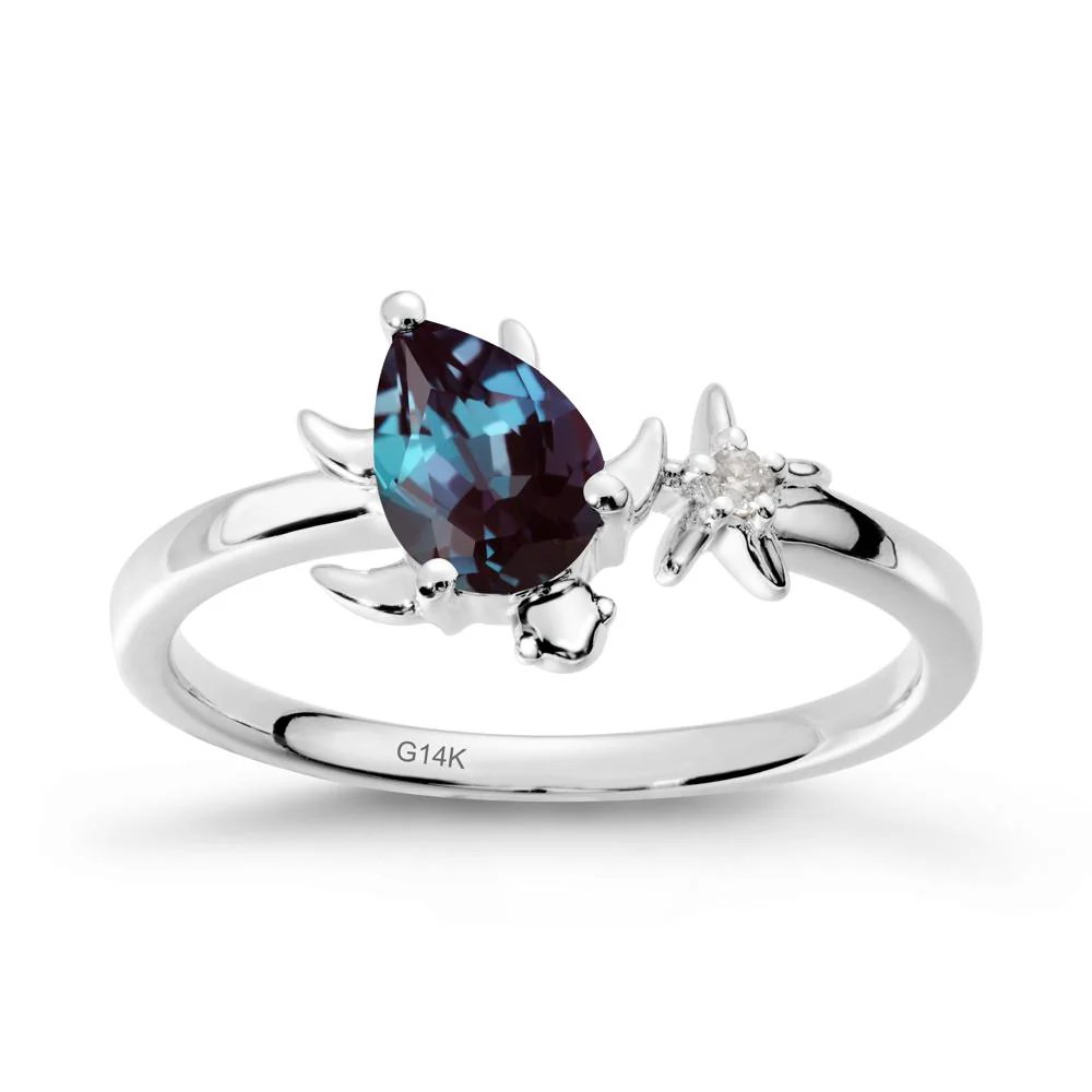 Pear Alexandrite Turtle and Starfish Ring - Image 3