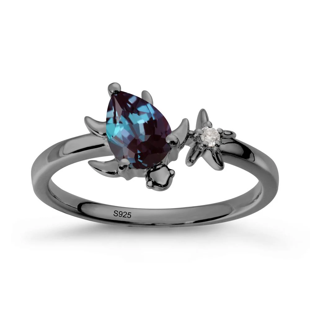Pear Alexandrite Turtle and Starfish Ring - Image 8