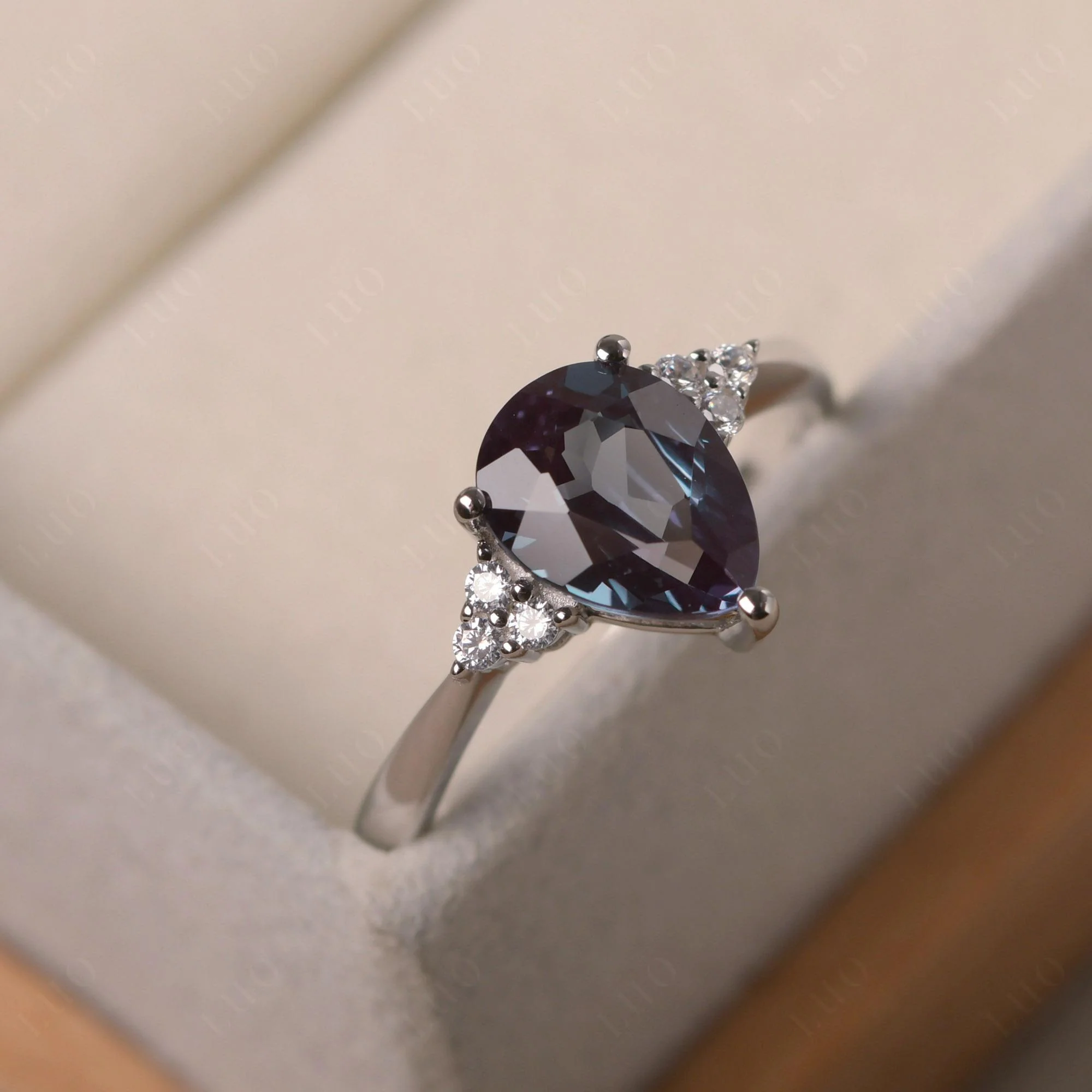 Pear Shaped Alexandrite Promise Ring - Image 2