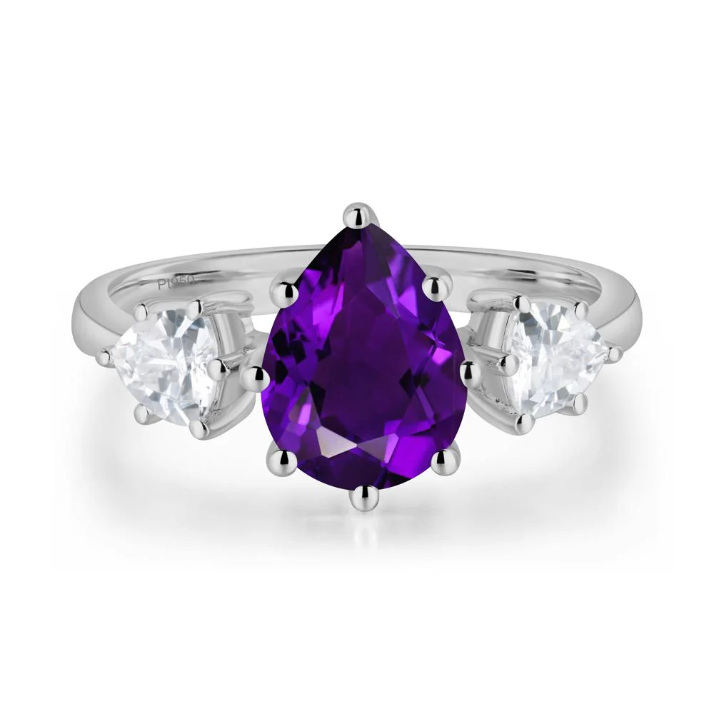 Pear Amethyst Ring with Trillion Side Stone - Image 9