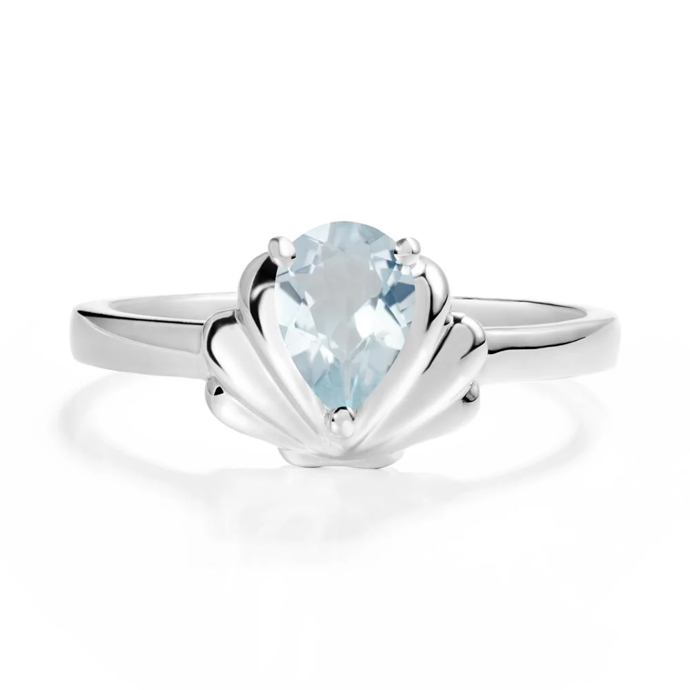 Pear Aquamarine Shell Engagement Ring - Image 5