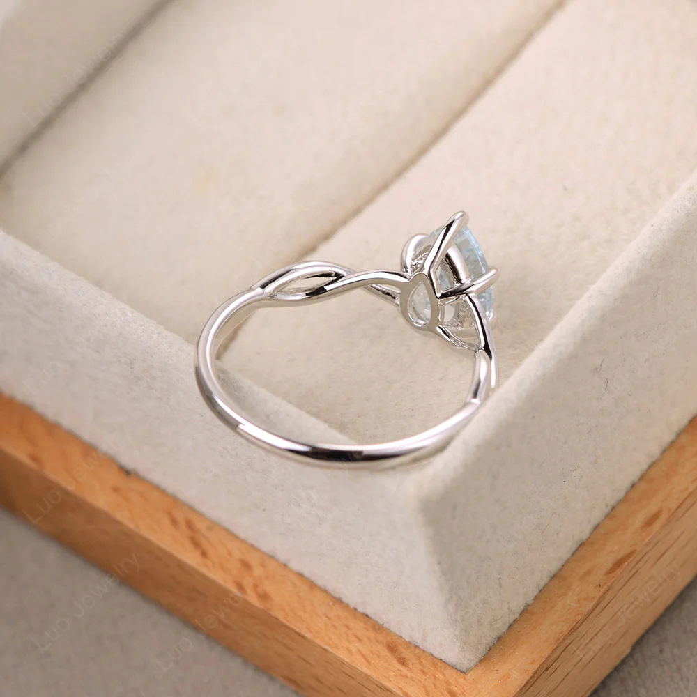 Pear Aquamarine Twisted Engagement Ring - Image 3
