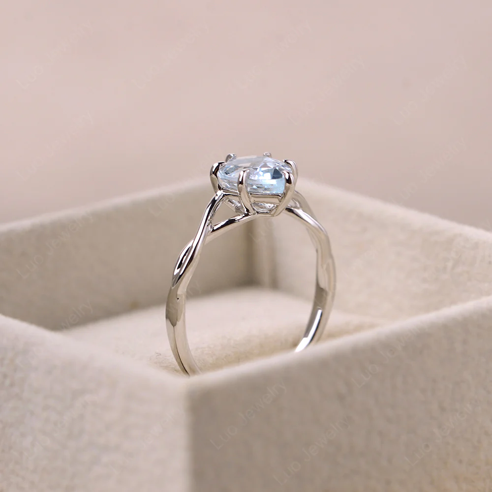 Pear Aquamarine Twisted Engagement Ring - Image 4