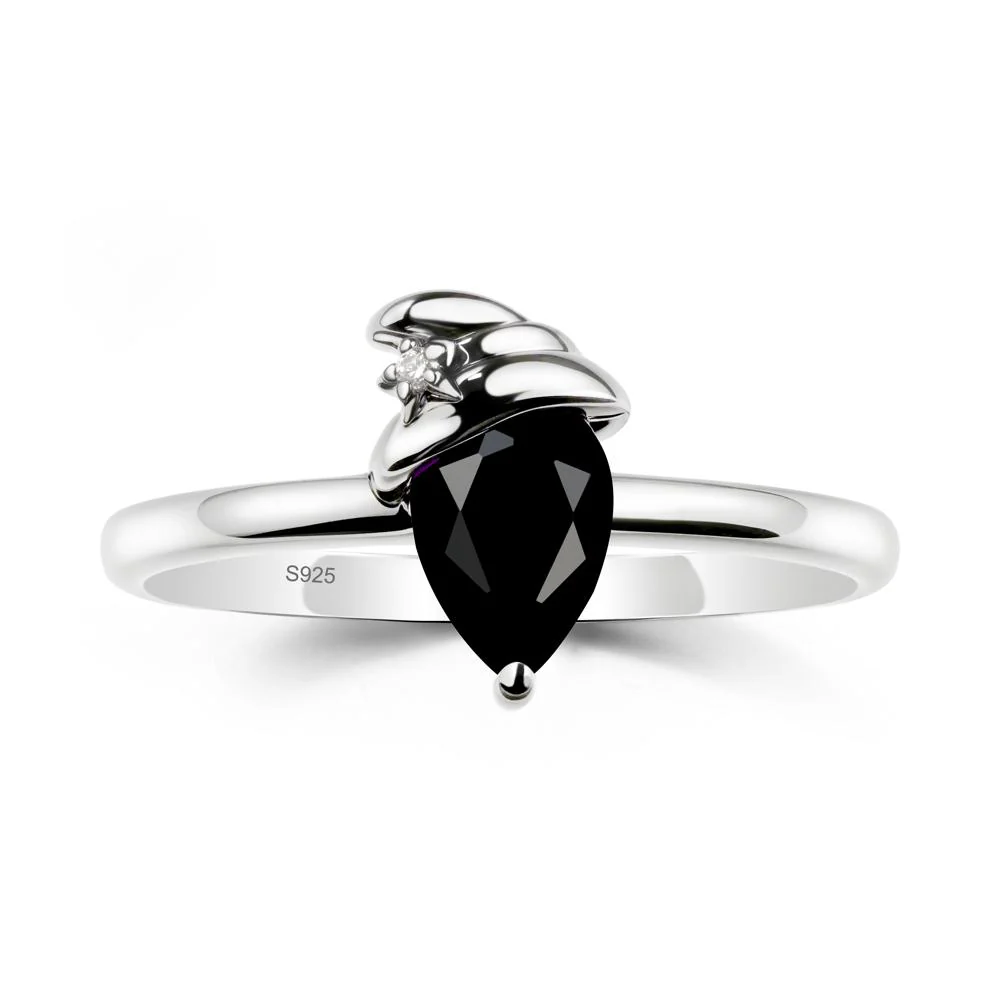 Pear Black Spinel Hat Ring