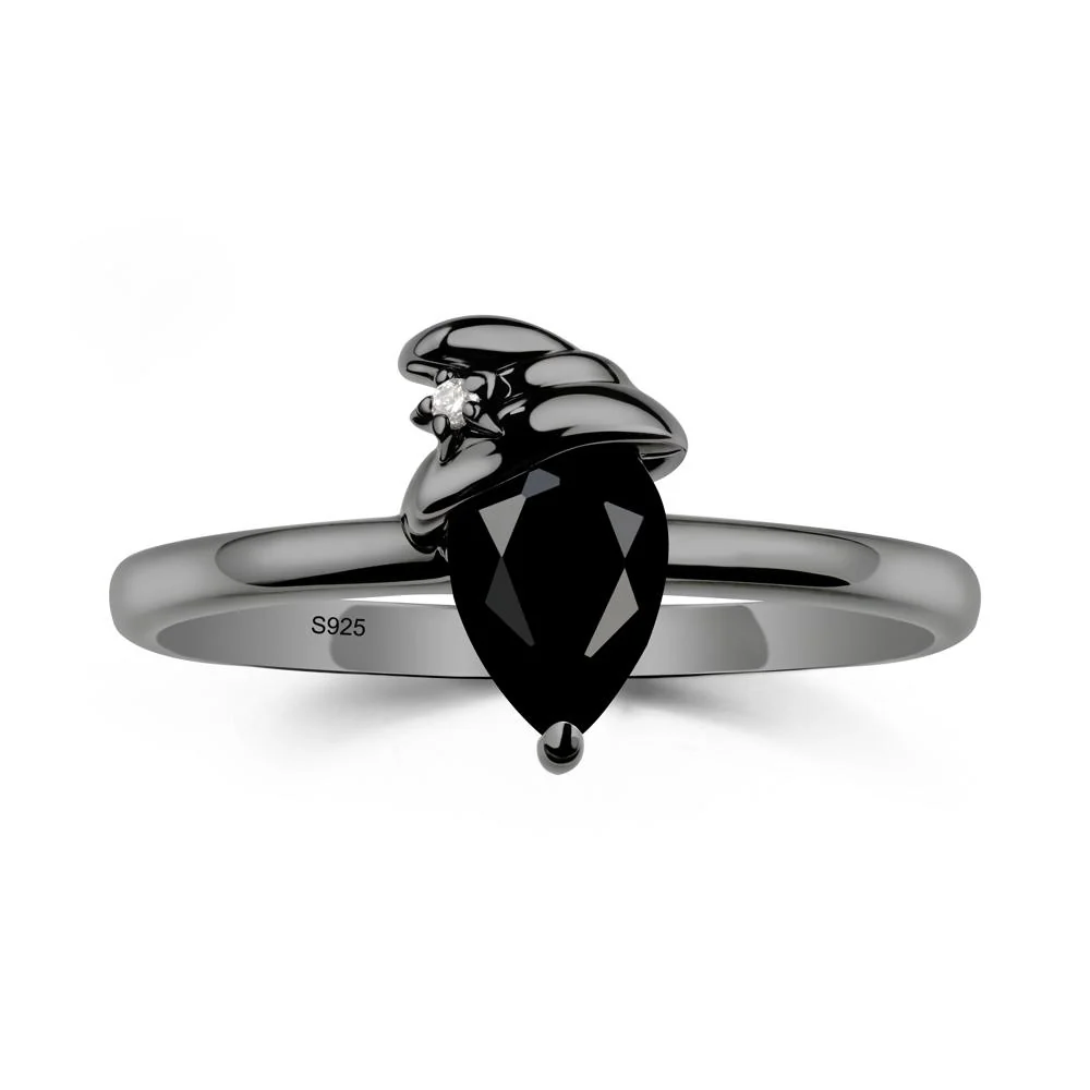 Pear Black Spinel Hat Ring - Image 8