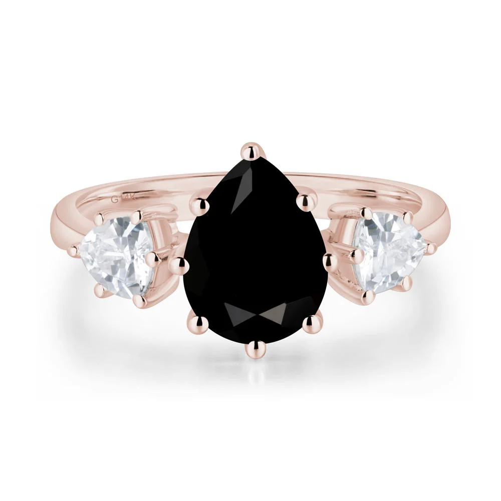 Pear Black Spinel Ring with Trillion Side Stone - Image 5