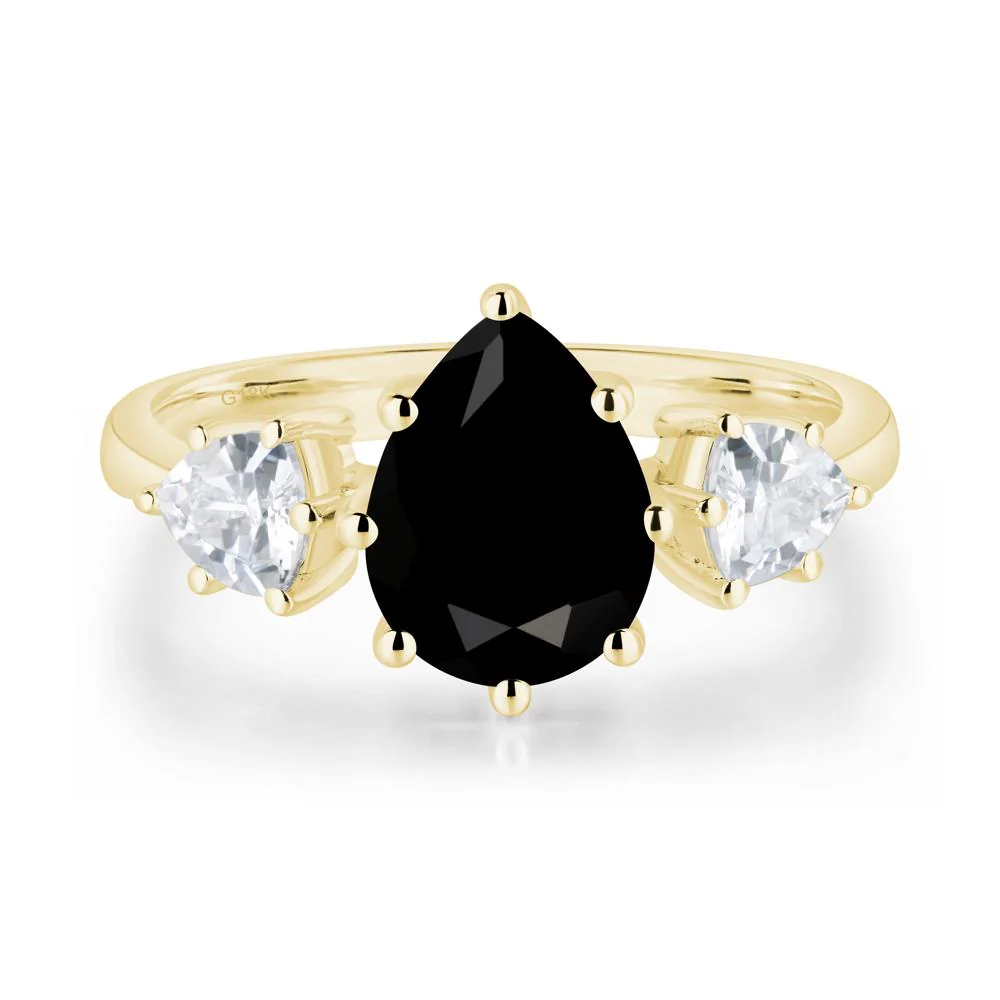 Pear Black Spinel Ring with Trillion Side Stone - Image 7