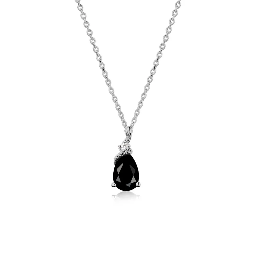Pear Black Spinel Serpent Necklace