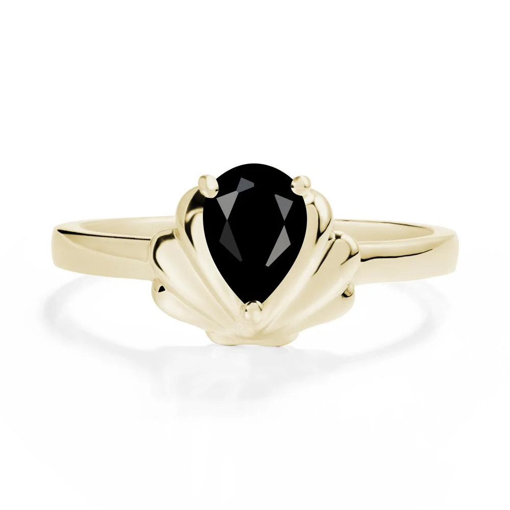 Pear Black Spinel Shell Engagement Ring - Image 4