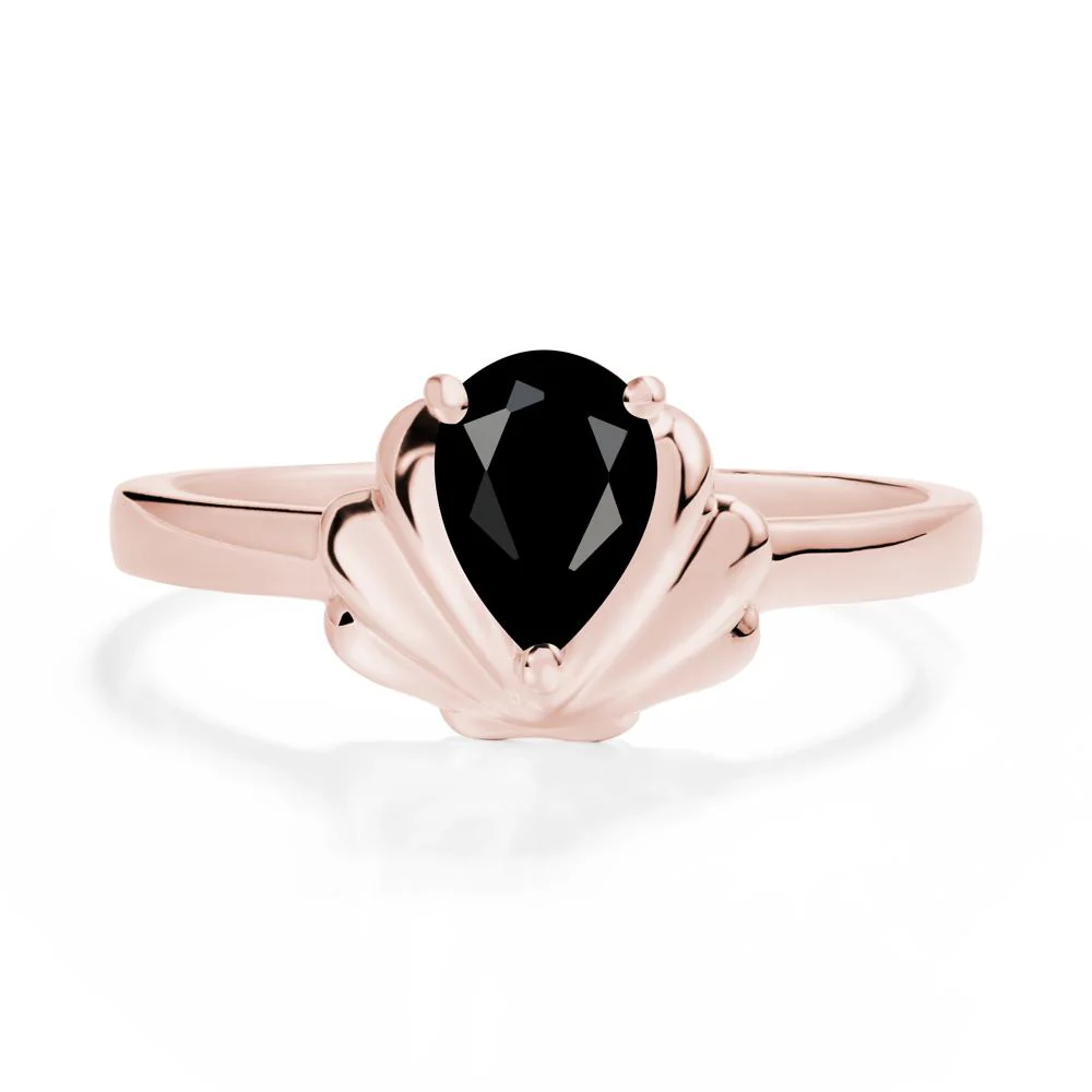 Pear Black Spinel Shell Engagement Ring - Image 5