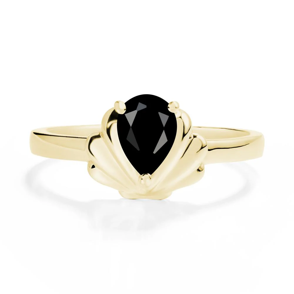 Pear Black Spinel Shell Engagement Ring - Image 7