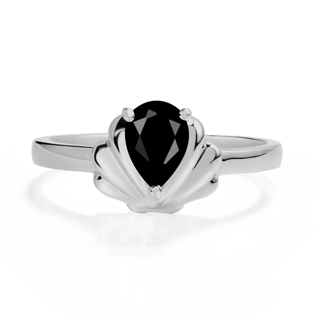Pear Black Spinel Shell Engagement Ring - Image 8